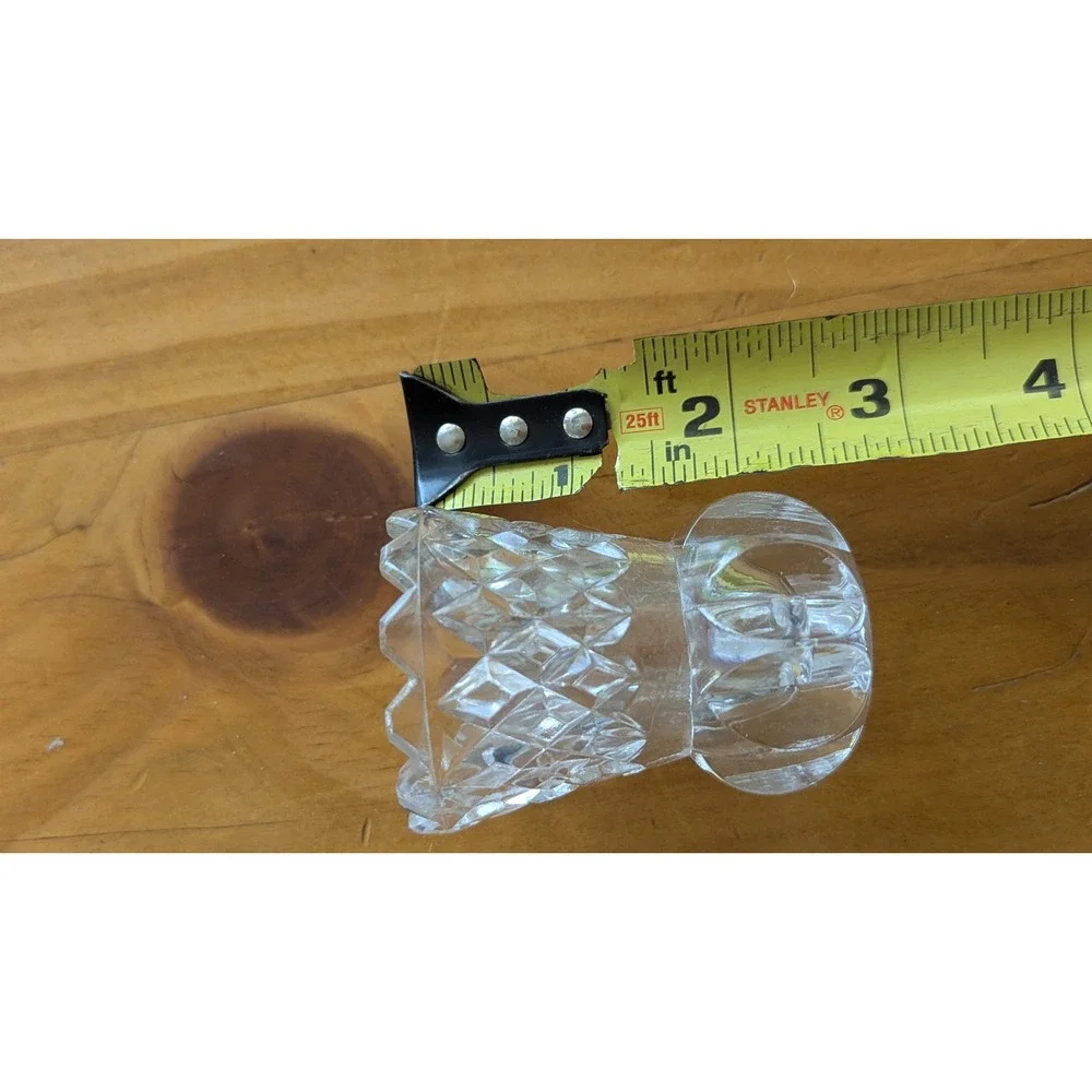 Vintage Cut Lead Crystal Toothpick Holder Sawtooth Rim Starburst Base Clear 2.5